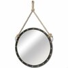 Homeroots 27 in. Round Metal Frame Wall Mirror - Black 376444